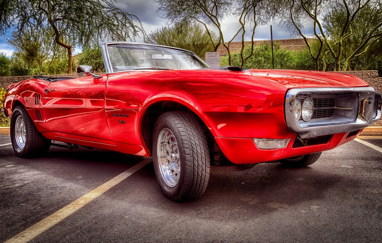 Photo wallpaper HDR, Pontiac, muscle car, Pontiac, the front, Firebird, Herbed