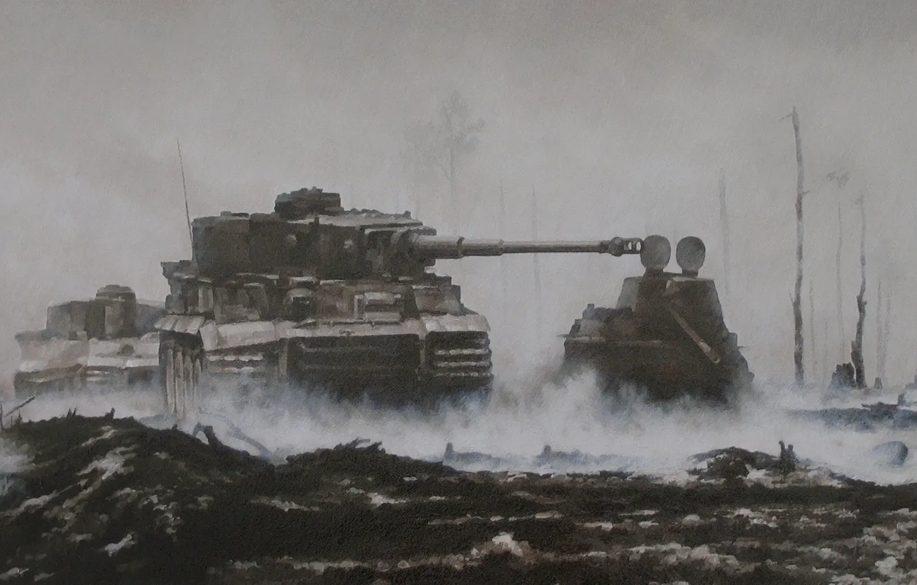 Photo wallpaper figure, tank, WWII, military equipment, PzKpfw VI "Tiger"