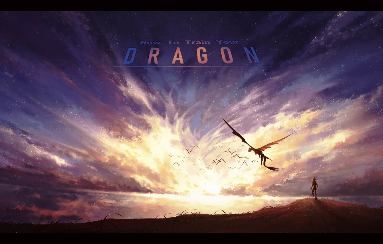 Photo wallpaper Toothless, How to Train Your Dragon, Hiccup, arsh, Night Fury