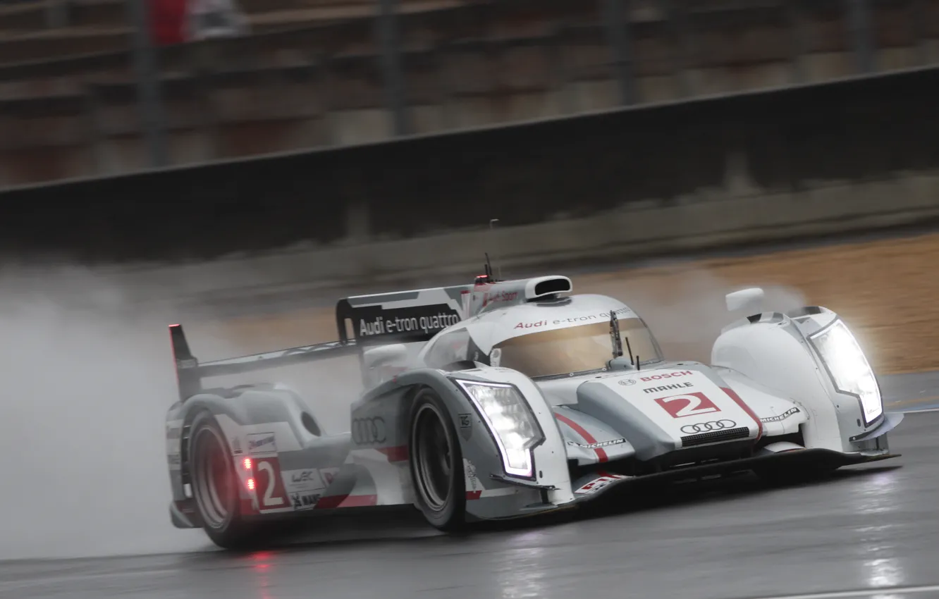 Photo wallpaper rain, Audi, Audi, rain, R18, WEC