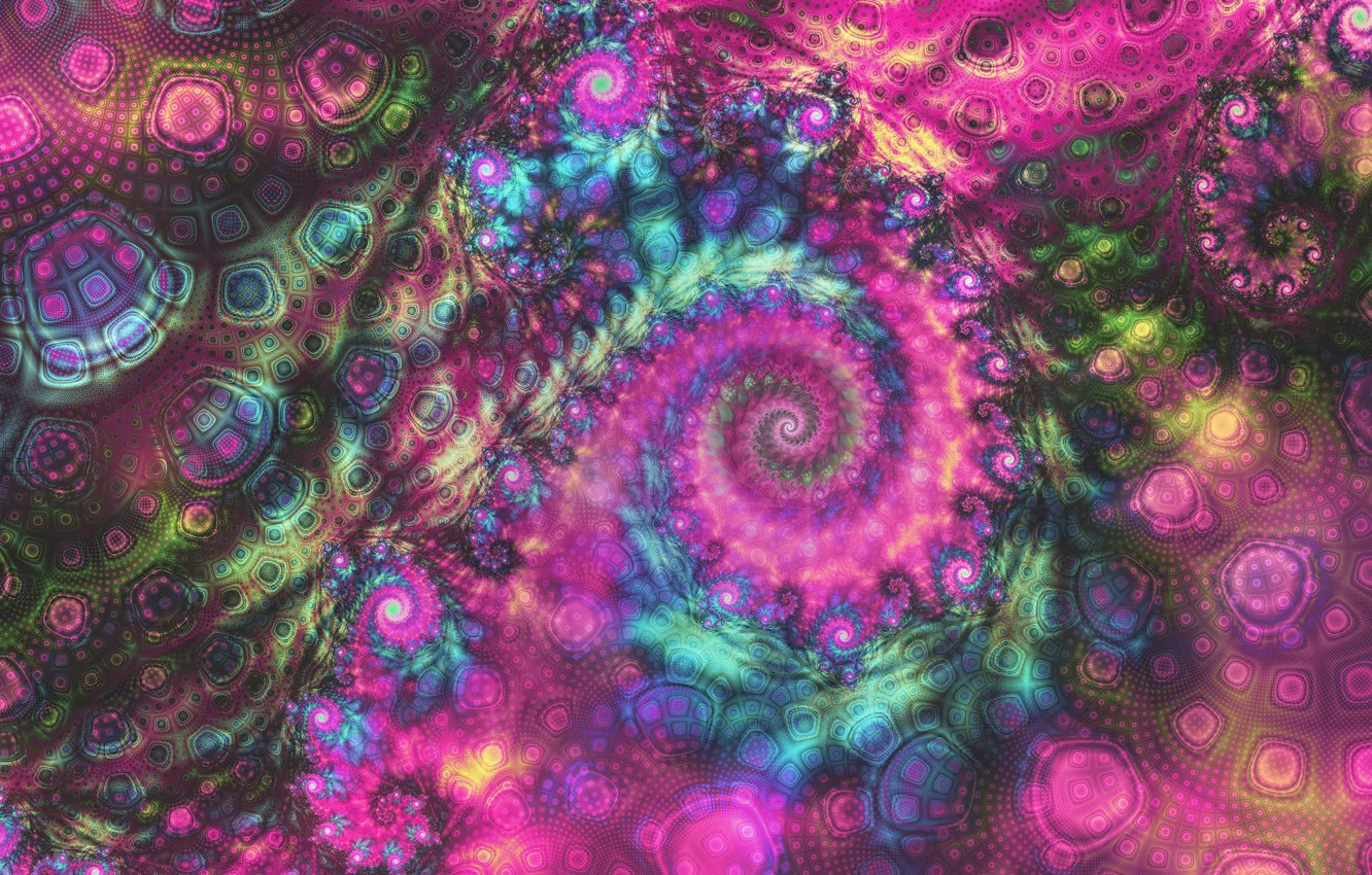Photo wallpaper purple, abstraction, green, lilac, pink, pattern, spiral, fractal