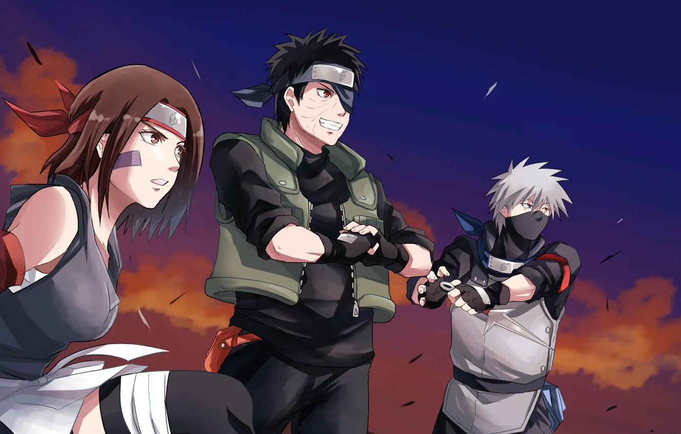 Photo wallpaper girl, game, Naruto, sky, woman, anime, cloud, man