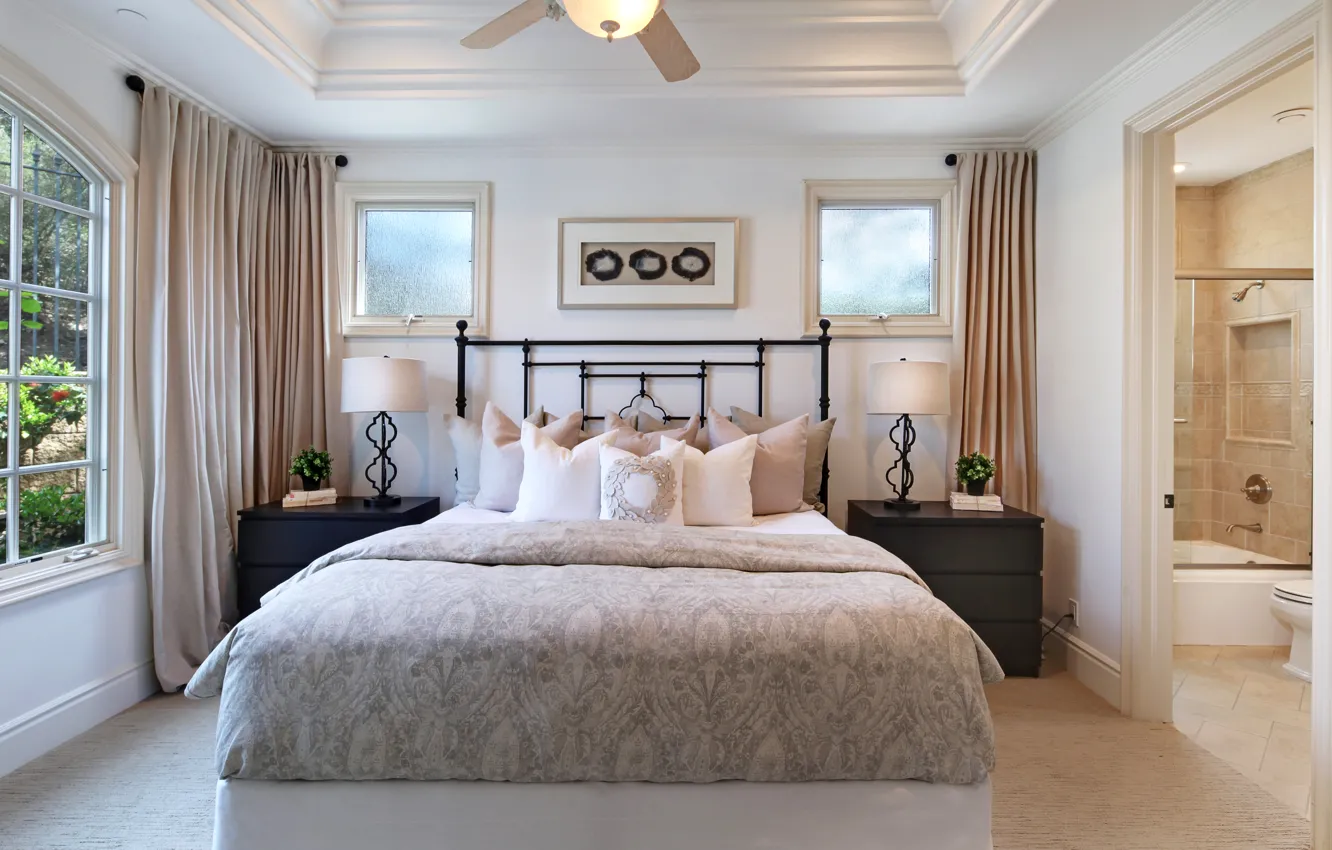 Photo wallpaper design, Villa, bed, interior, pillow, Design, bedroom, Interior