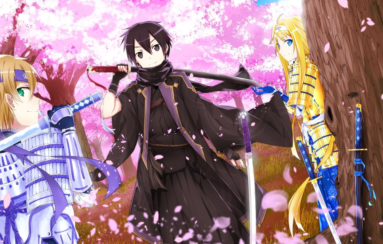 Photo wallpaper game, anime, katana, pretty, Alice, ken, cherry, samurai