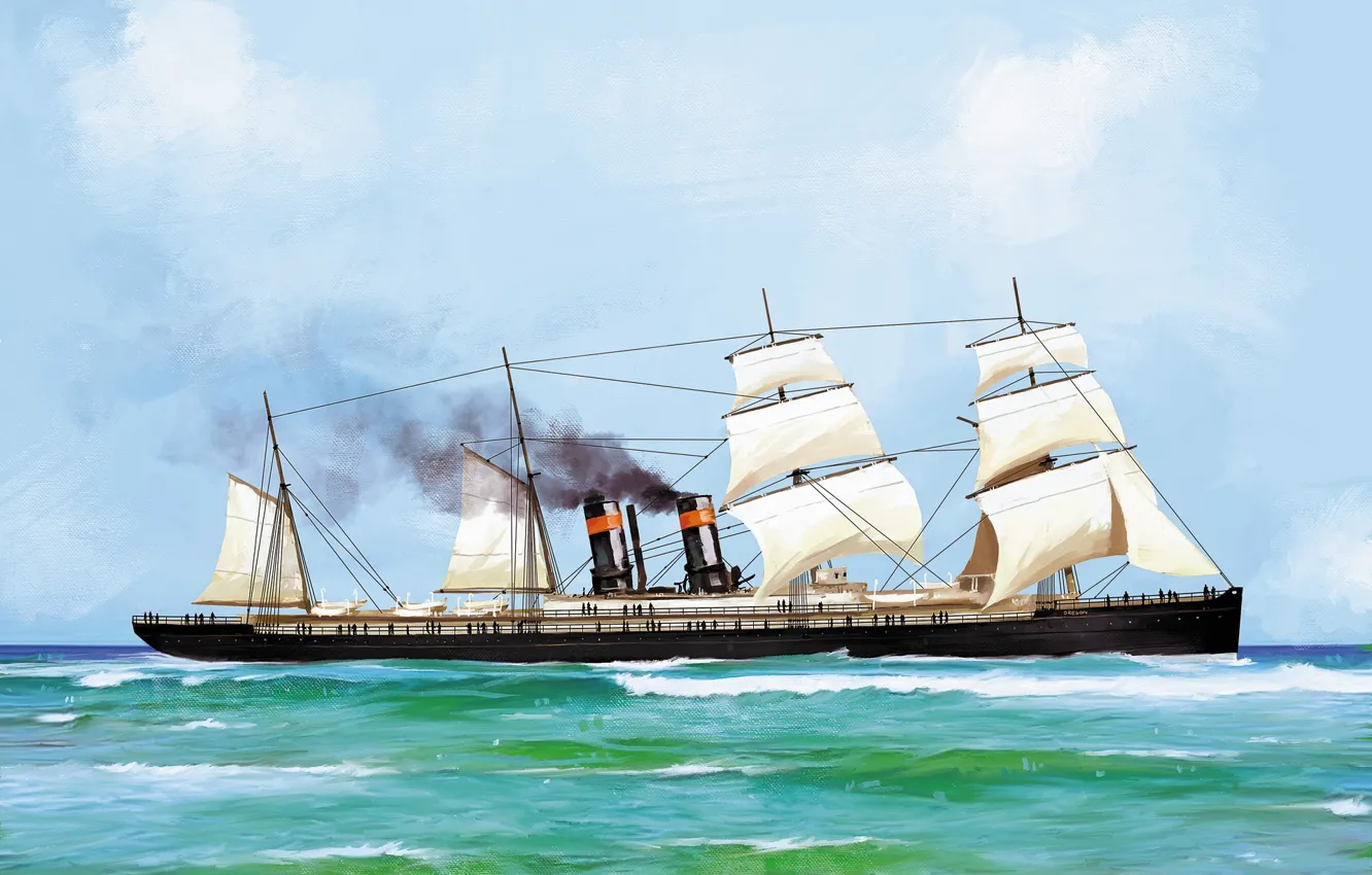 Photo wallpaper wave, ship, oregon, Transatlantic Ships