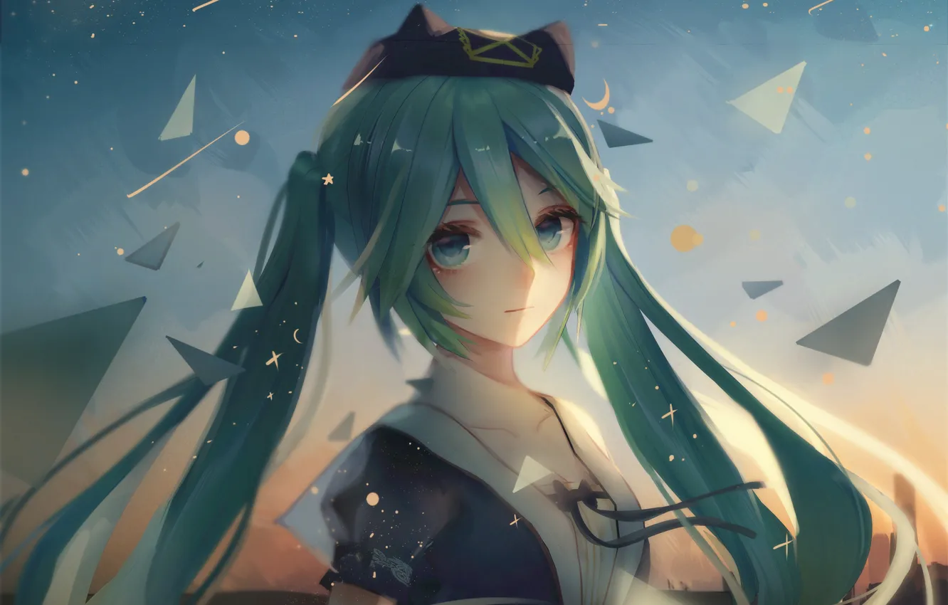 Photo wallpaper look, girl, portrait, Hatsune Miku, Vocaloid, Vocaloid, Hatsune Miku