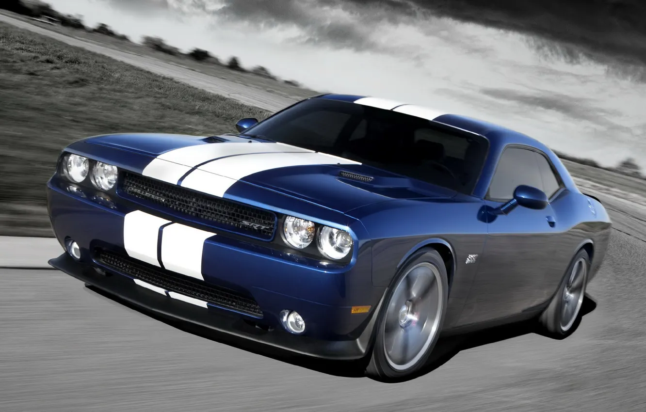 Photo wallpaper Dodge, SRT8, Challenger, blue, the front part, 392, Inaugural Edition