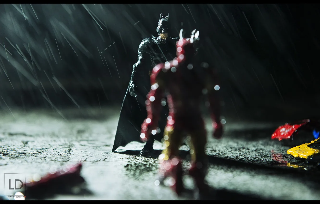 Photo wallpaper wet, Batman, photographer, Iron Man, Marvel, Comedy, Man Iron, Whatman