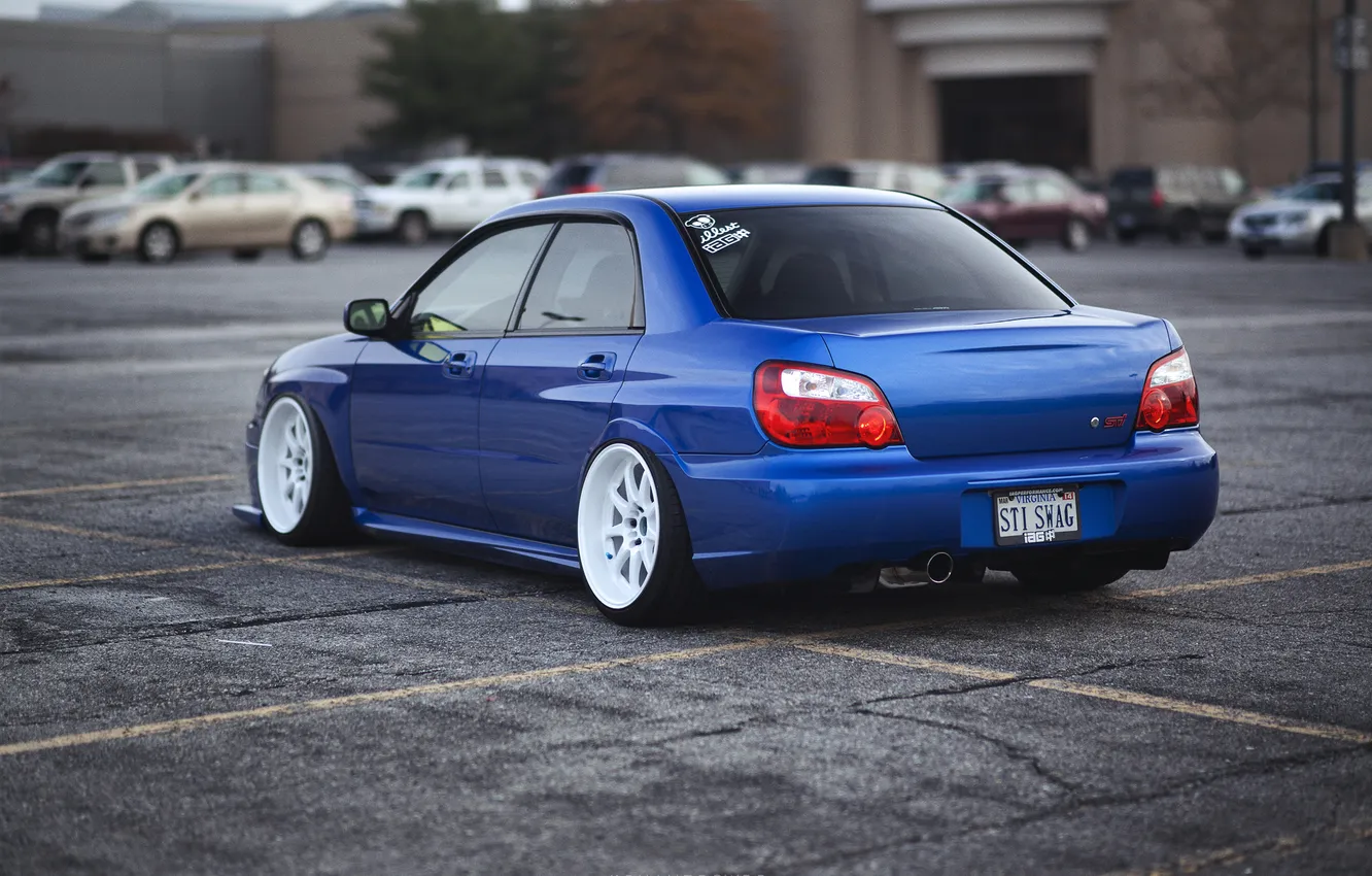 Photo wallpaper blue, tuning, blue, subaru impreza, Subaru, wrx sti