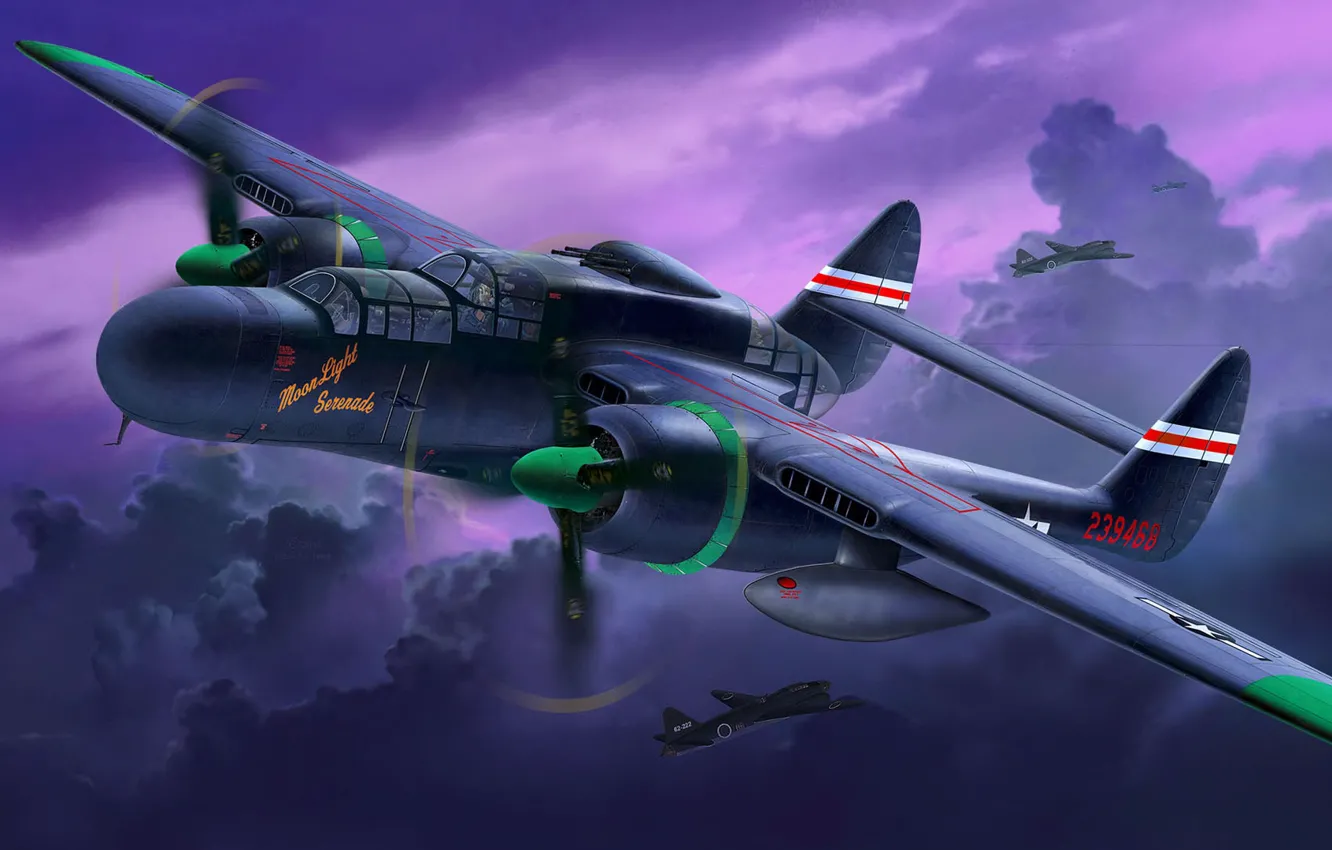 Photo wallpaper Northrop, UNITED STATES AIR FORCE, P-61, Black Widow, Black widow, American heavy night fighter