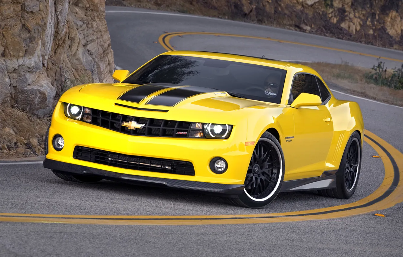 Photo wallpaper car, yellow, strip, lights, tuning, glasses, male, is