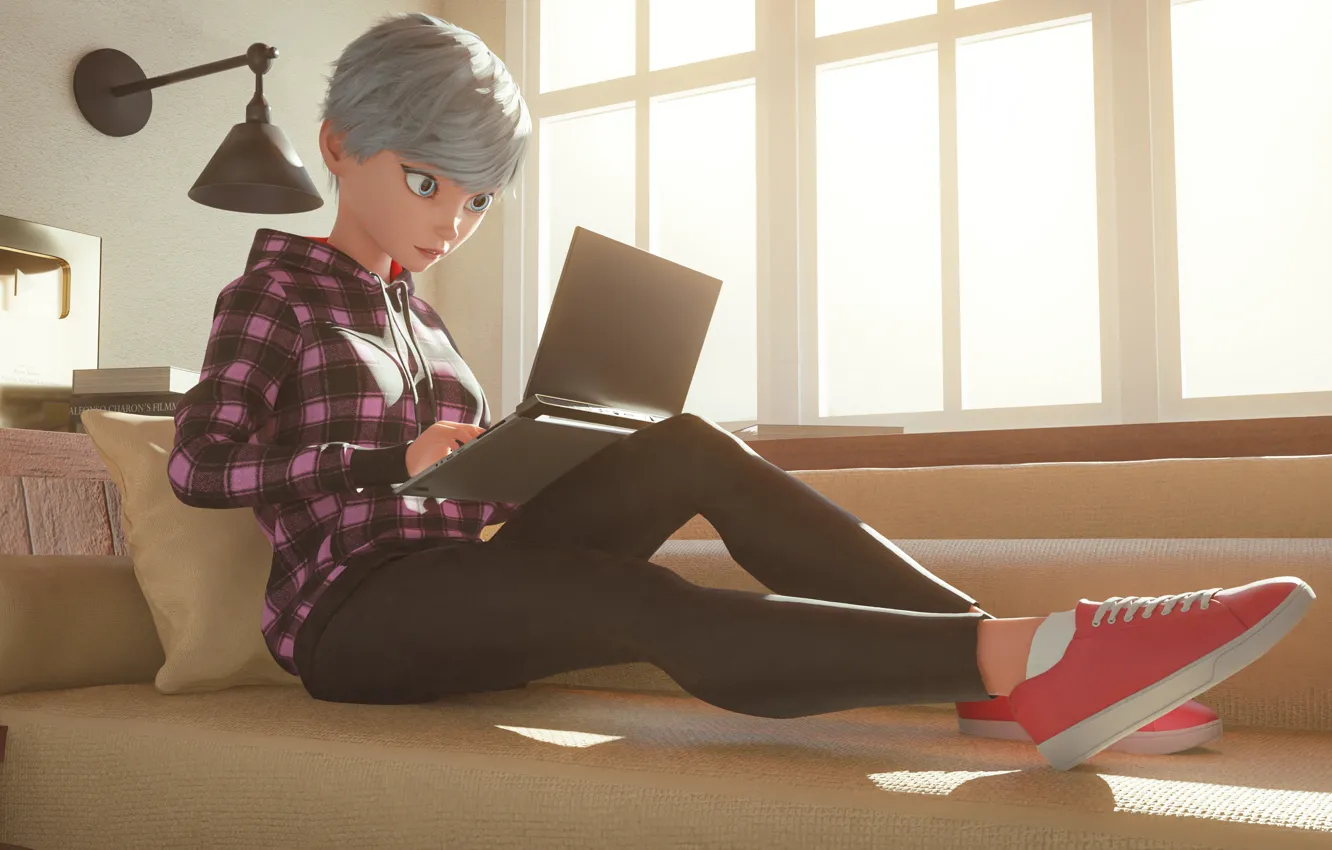 Photo wallpaper girl, sexy, fresh, flower, Lightning, design, anime, render