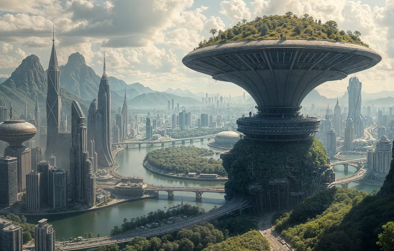 Photo wallpaper fantasy, landscape, castle, AI Art