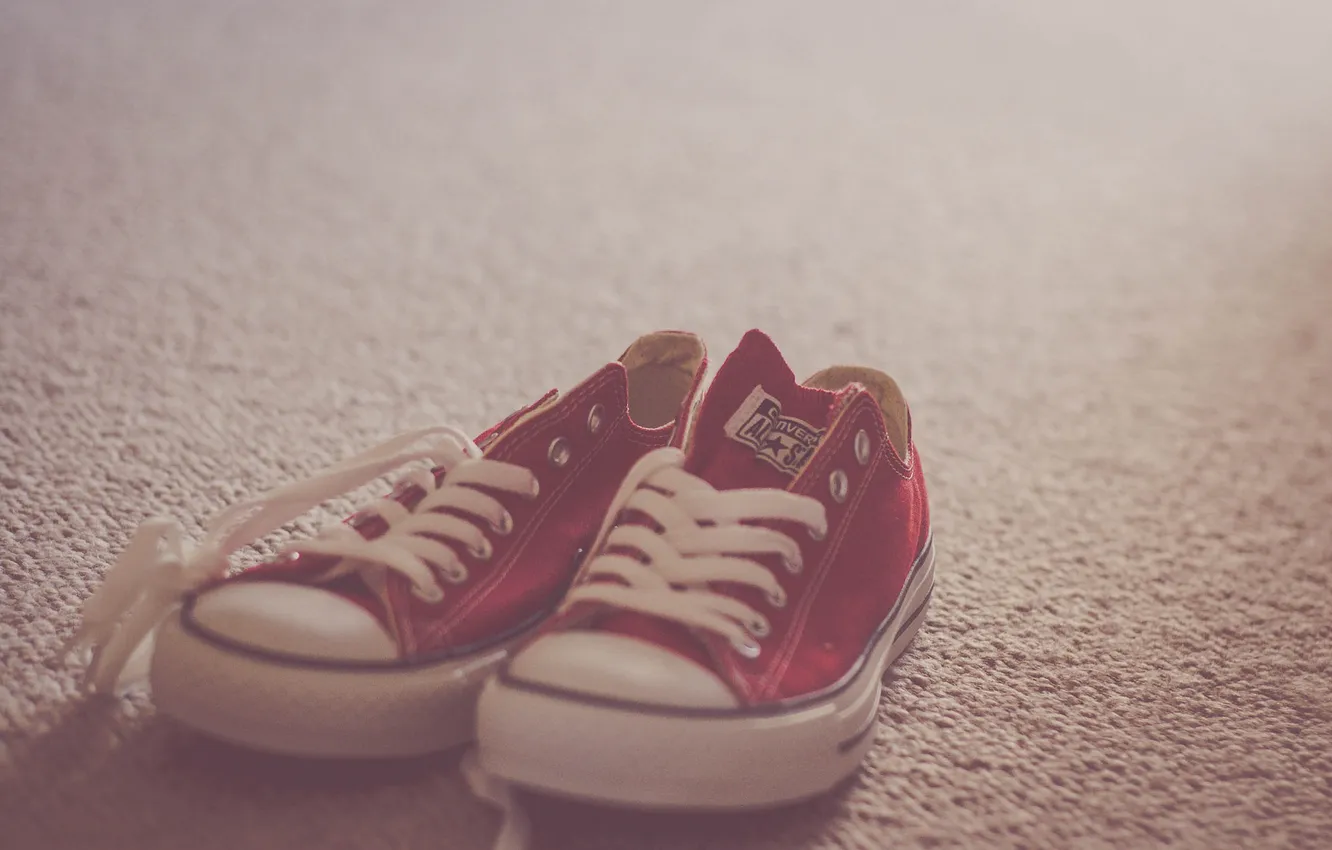 Photo wallpaper shoes, sneakers, red, laces, converse, converse