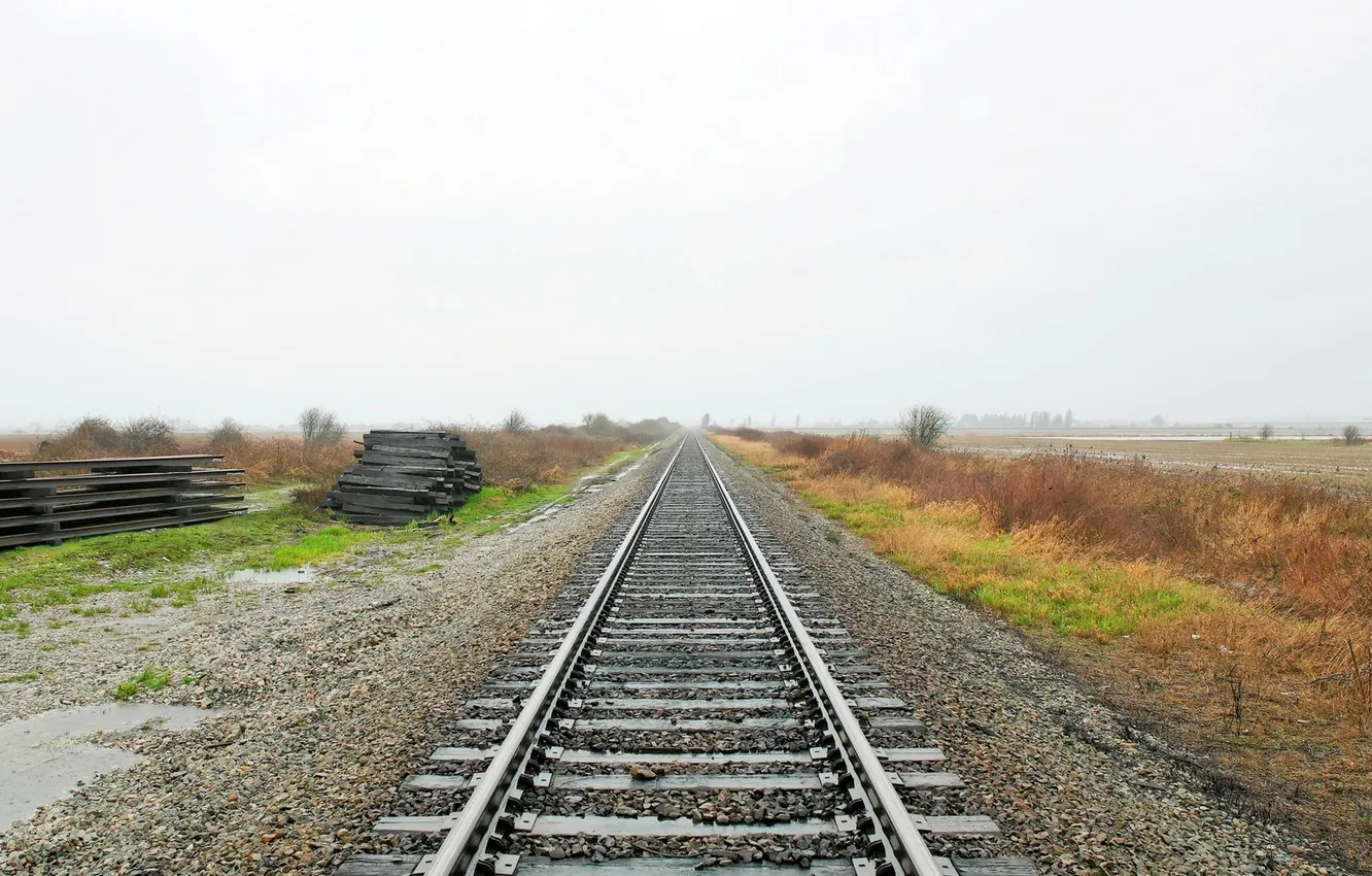 Photo wallpaper road, landscape, nature, Wallpaper, iron, sleepers, wallpapers