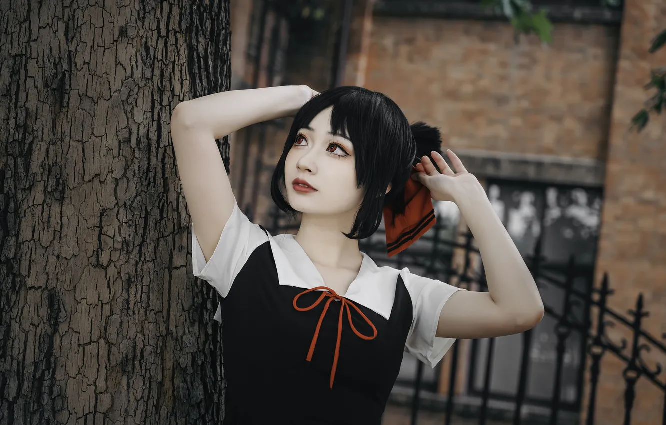 Photo wallpaper woman, beautiful, tree, model, pretty, cosplay, asian, Emo