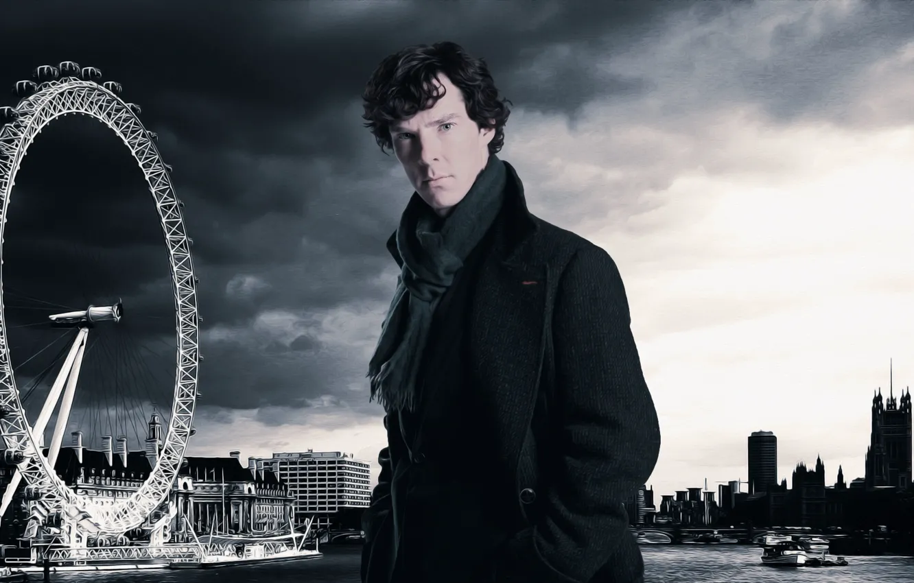 Photo wallpaper Ferris wheel, Benedict Cumberbatch, Sherlock, Sherlock BBC, Sherlock Holmes, Sherlock (TV series)