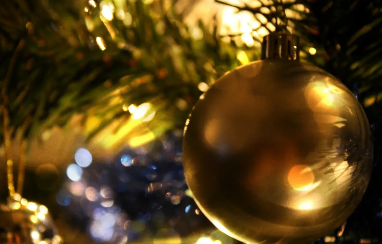 Photo wallpaper balls, decoration, glare, tree