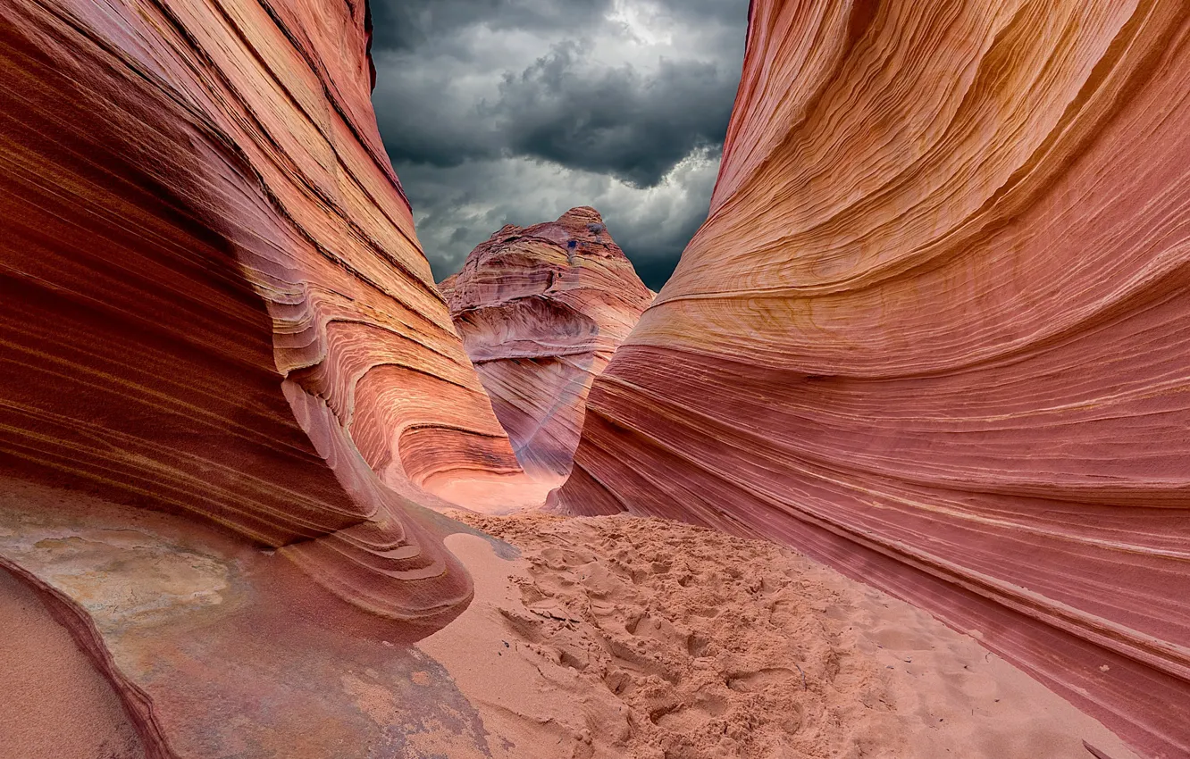 Photo wallpaper the sky, clouds, nature, rocks, canyon