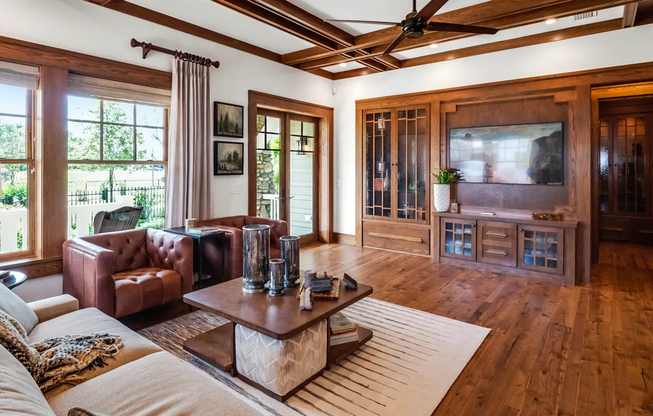 Photo wallpaper interior, retro style, living room, Lot 60, Golden Oaks, Symphony Grove Drive, Florida, design