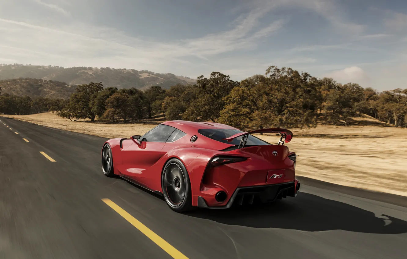 Photo wallpaper red, coupe, speed, Toyota, wing, 2014, FT-1 Concept