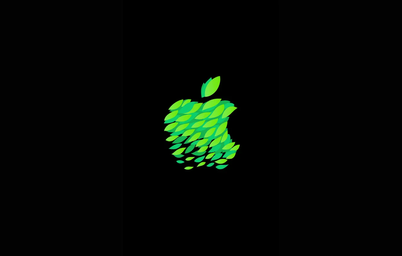 Photo wallpaper apple, logo, leaf