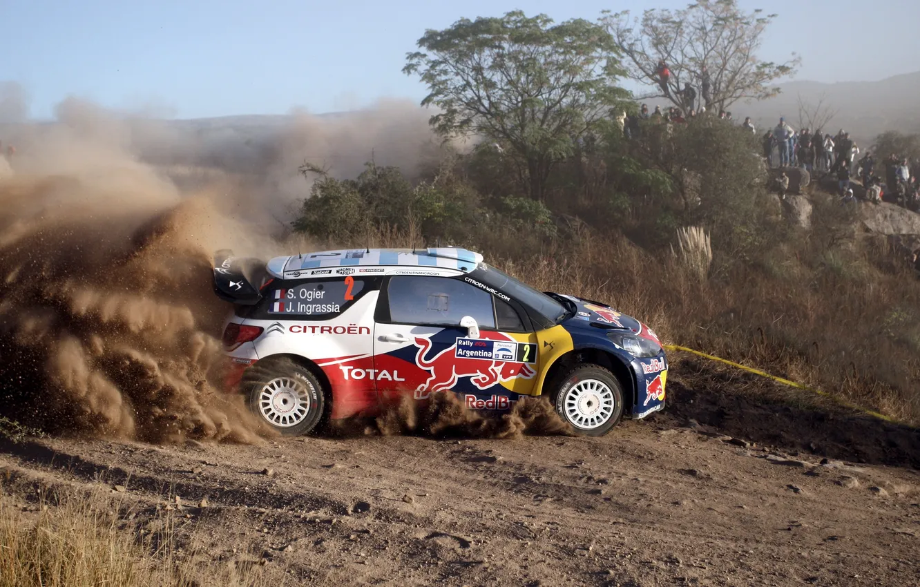 Photo wallpaper auto, race, people, dust, turn, gas, Citroen, DS3