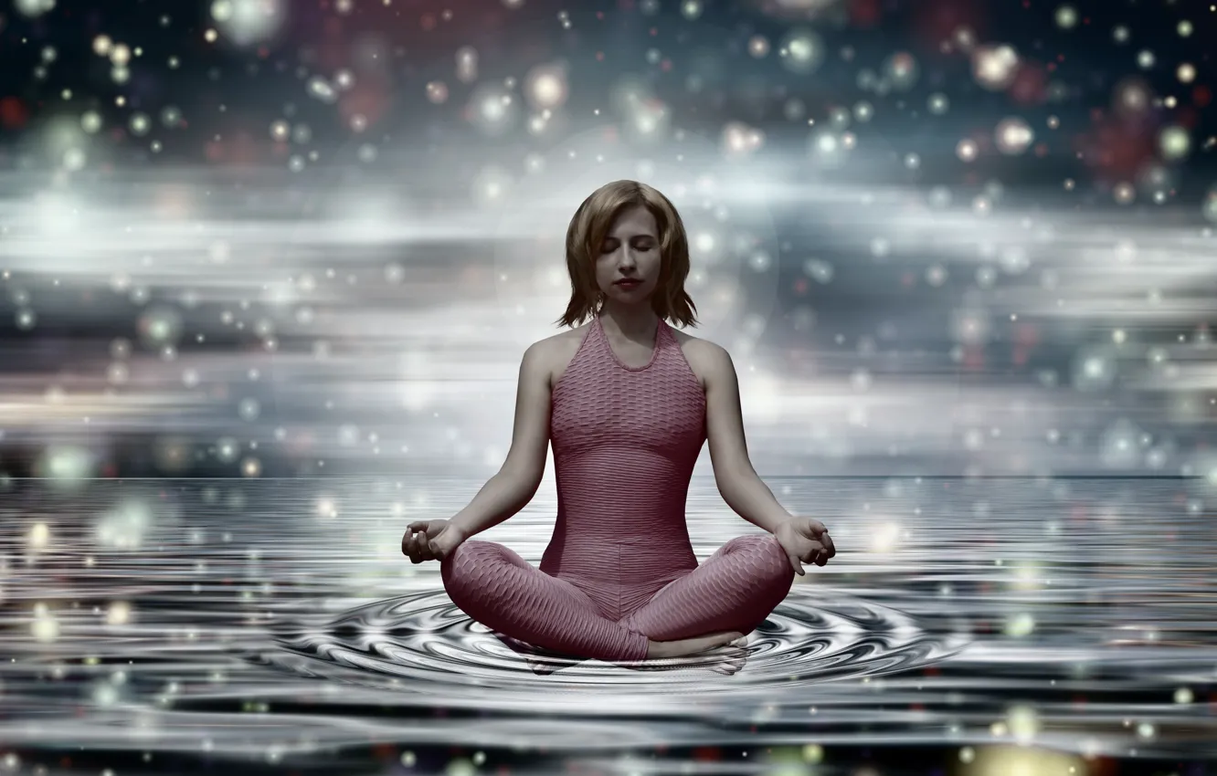 Photo wallpaper freedom, girl, meditation, yoga, meditating, relaxation, well-being, Victoria Borodinova