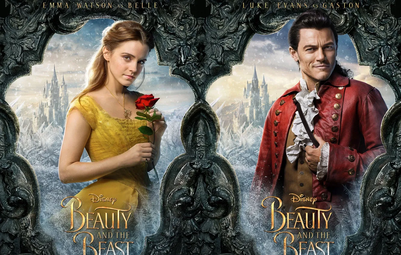 Photo wallpaper cinema, rose, Disney, Emma Watson, movie, Walt Disney, film, Beauty and the Beast