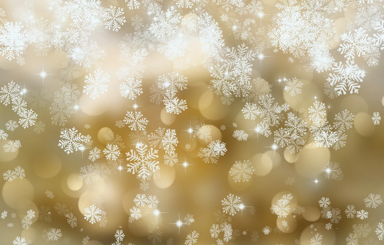 Photo wallpaper snowflakes, texture, golden, with, background, snowflakes