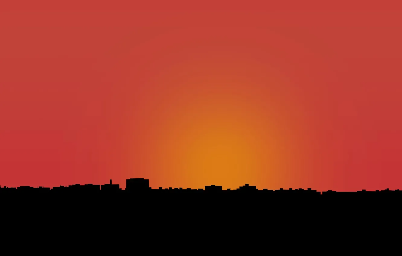 Photo wallpaper the sun, sunset, the city, color, building, home, minimalism