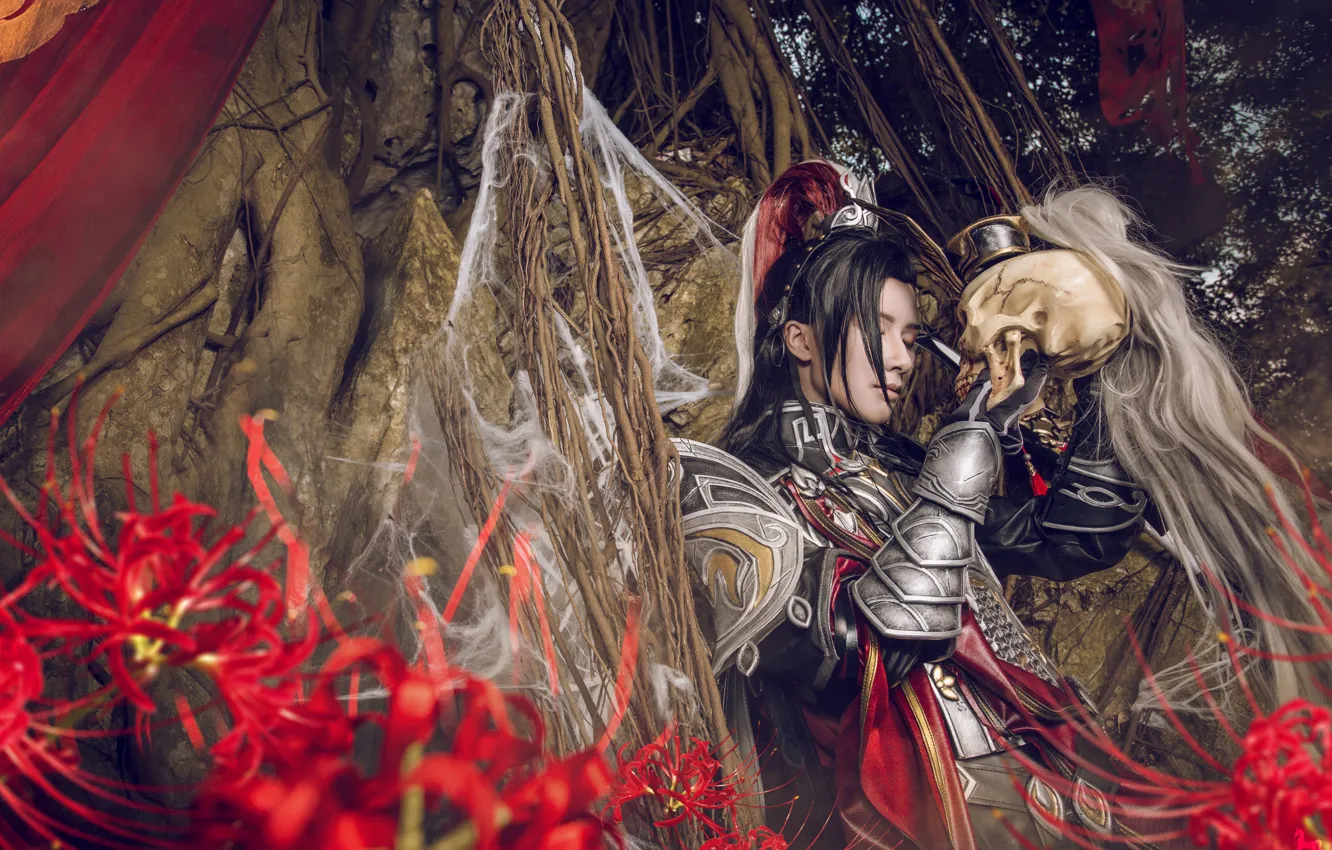 Photo wallpaper forest, style, skull, armor, male, cosplay