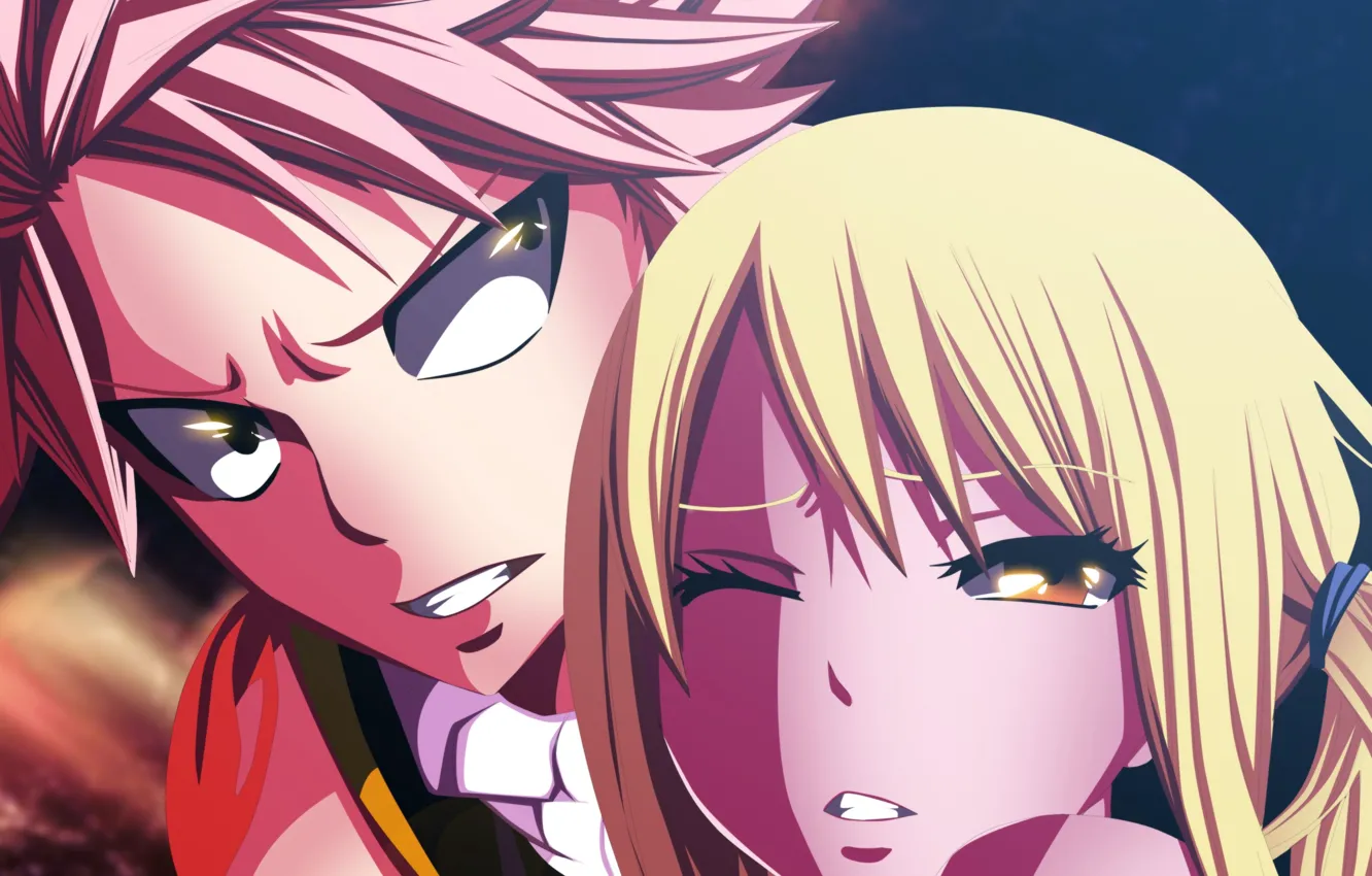 Photo wallpaper art, fairy tail, tale of fairy tail, Natsu, Lucy, Fairy tail