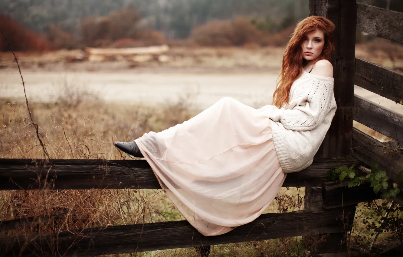 Photo wallpaper girl, pose, skirt, red