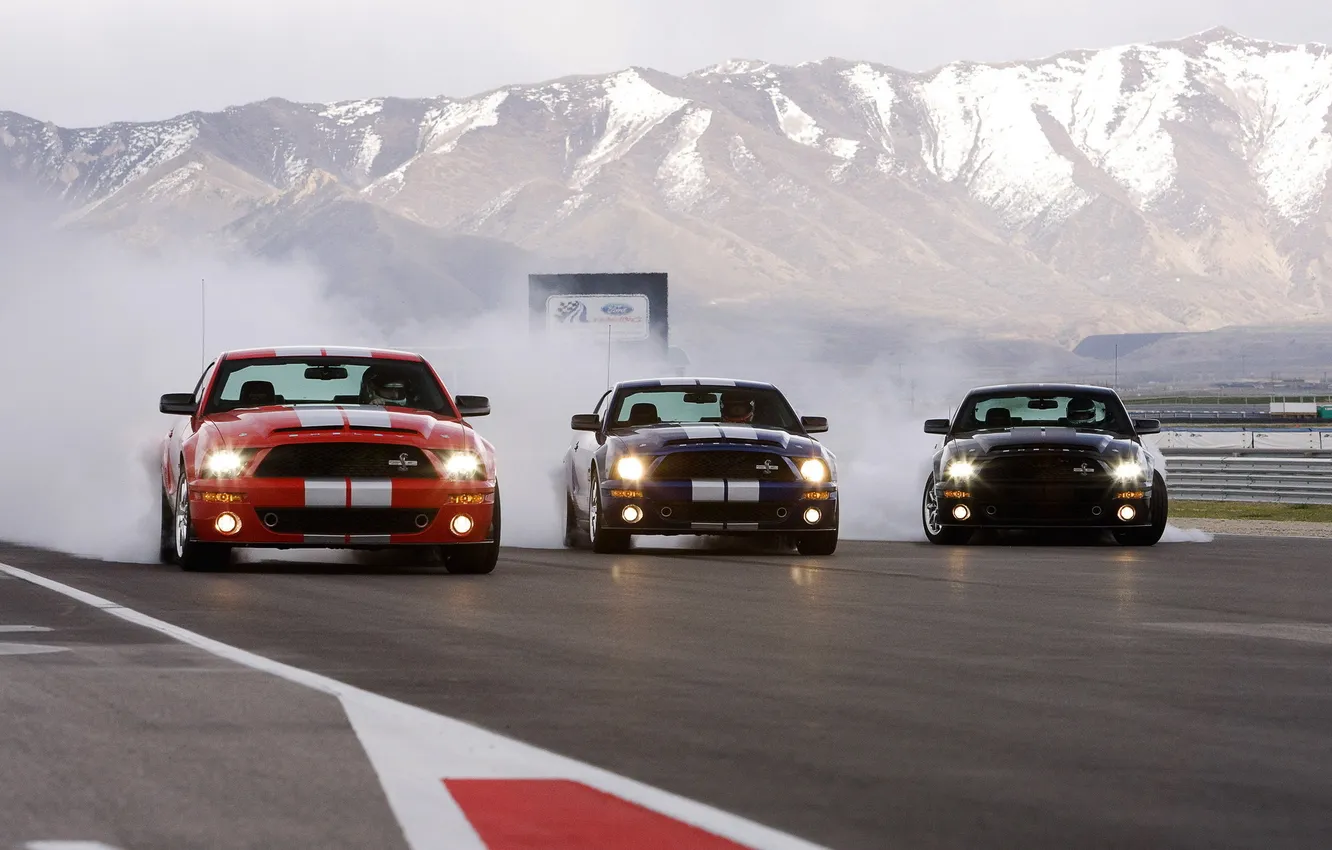 Photo wallpaper smoke, Mustang, Ford