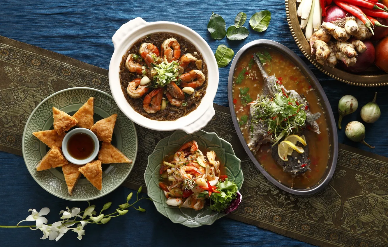 Photo wallpaper dish, seafood, Japanese cuisine