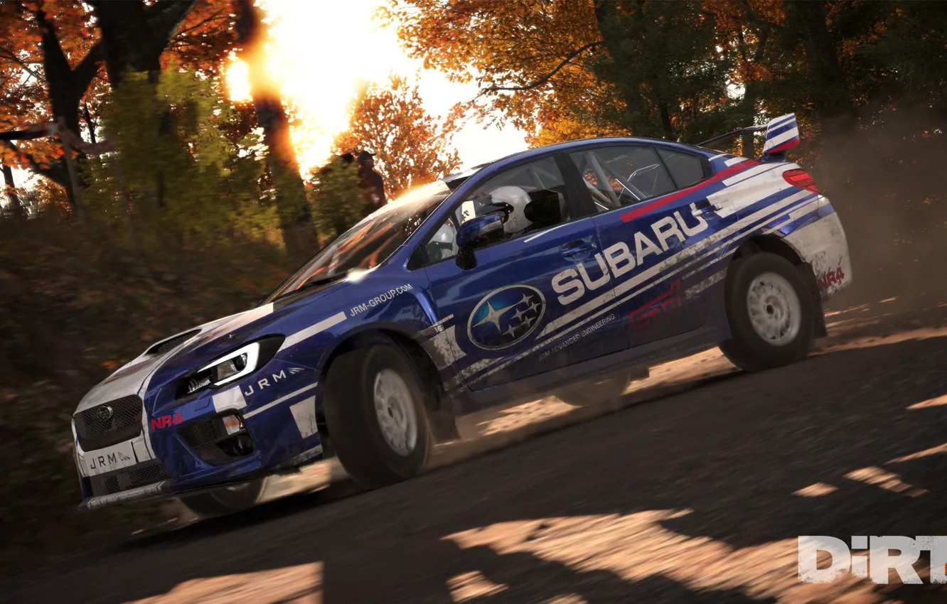 Photo wallpaper car, Subaru, game, race, speed, vegetation, Dirt 4