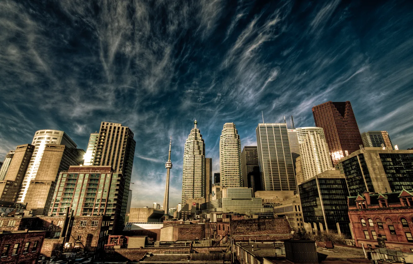 Photo wallpaper the sky, clouds, the city, home, Canada, Toronto