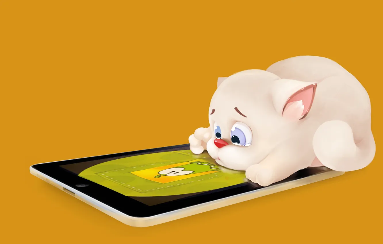 Photo wallpaper mood, the game, art, kitty, children's, Oleg Yurkov, gadget, don't be sad
