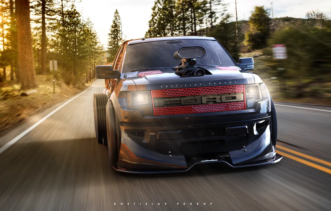 Photo wallpaper Auto, Machine, Ford, SUV, Rendering, F-150, The front, FORD