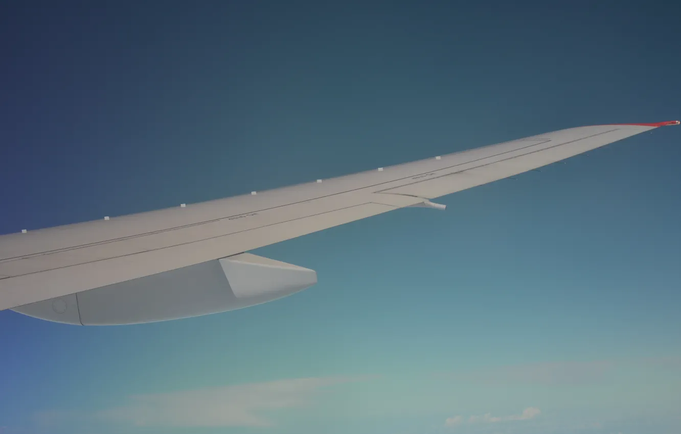 Photo wallpaper white, the sky, space, clouds, flight, blue, wings, the plane