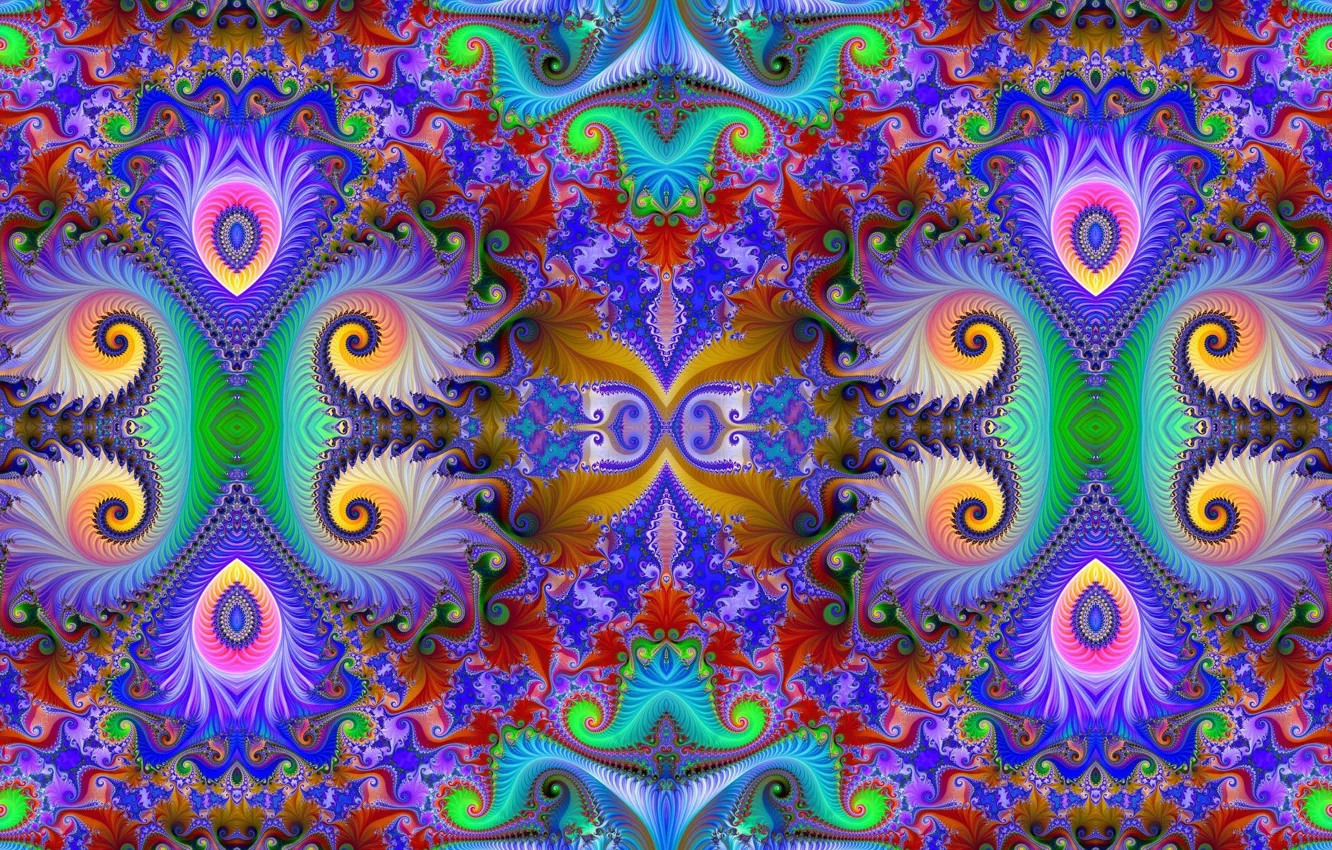Photo wallpaper pattern, curls, color, fractal, bright