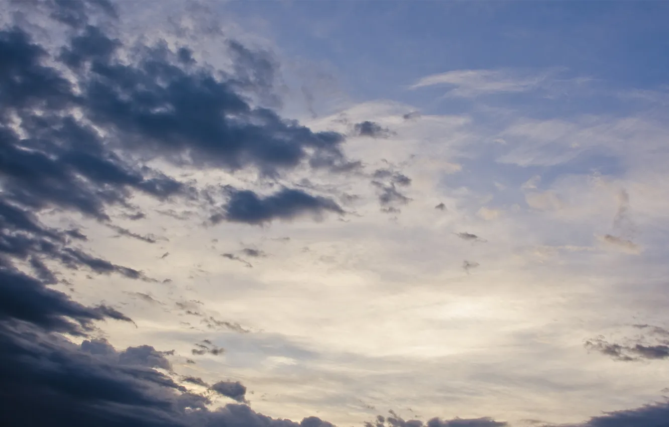 Photo wallpaper the sky, clouds, sunset, clouds, the evening