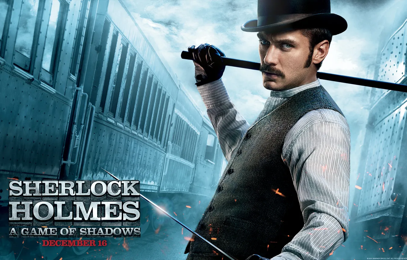 Photo wallpaper the film, actor, Sherlock Holmes, actor, Jude Law, Jude Law, a game of shadows, Sherlock …
