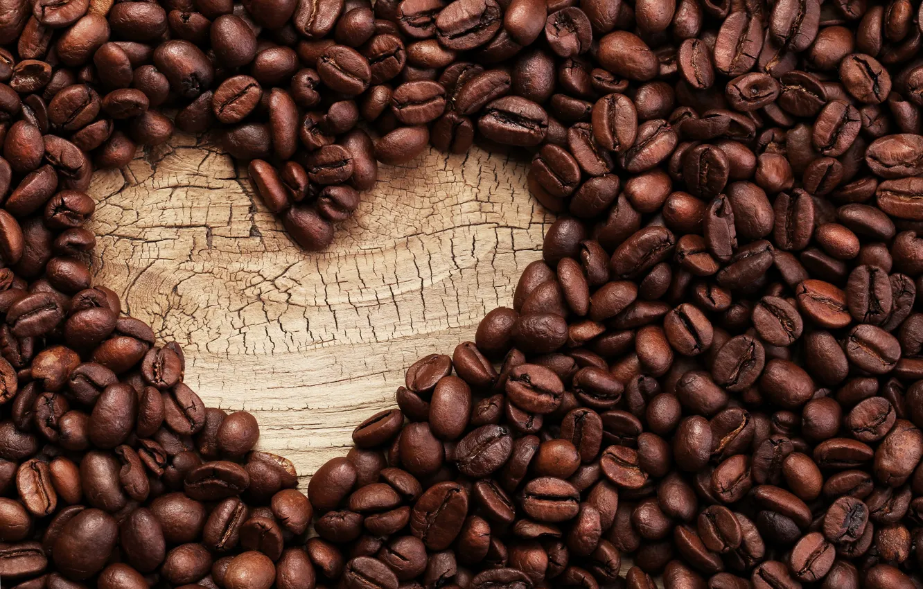 Photo wallpaper coffee, love, heart, beans, coffee