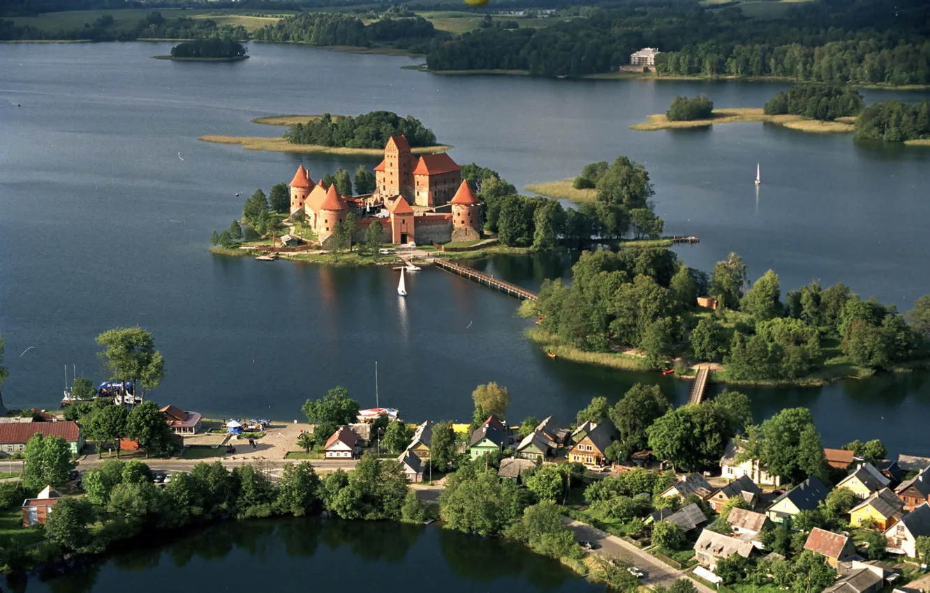 Photo wallpaper panorama, house, island