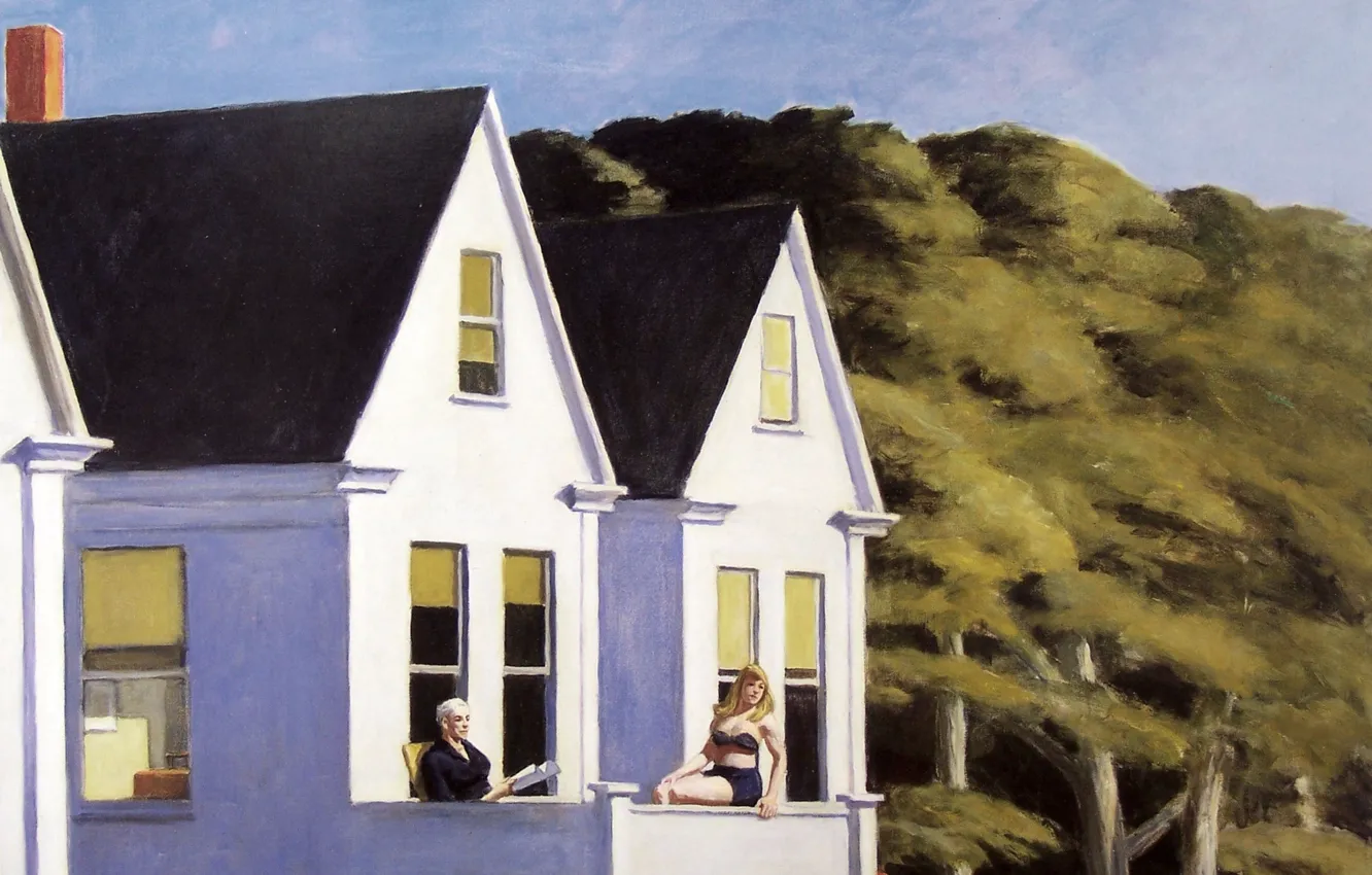 Photo wallpaper 1960, Edward Hopper, Second Story Sunlight