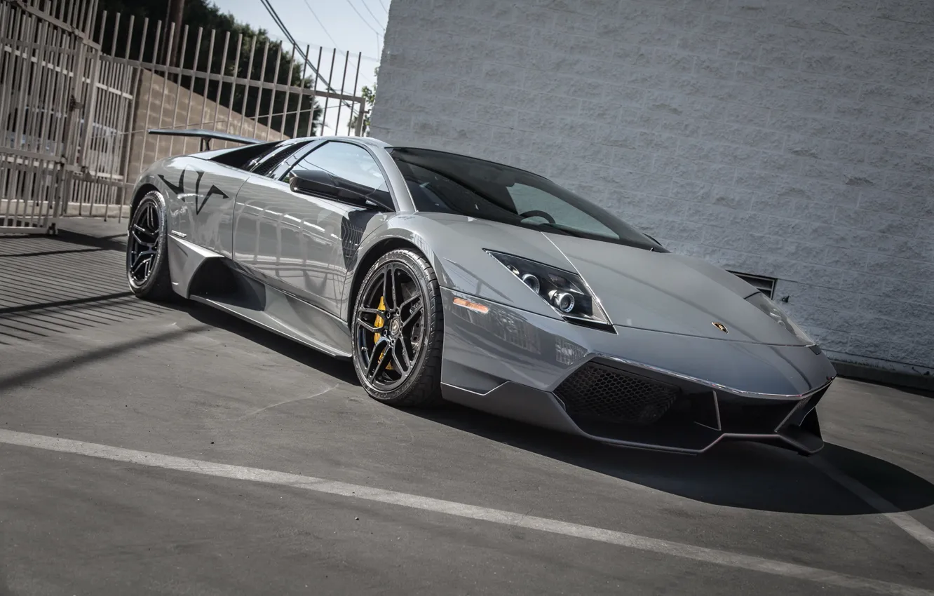 Photo wallpaper lamborghini, murcielago, gray, lp670-4