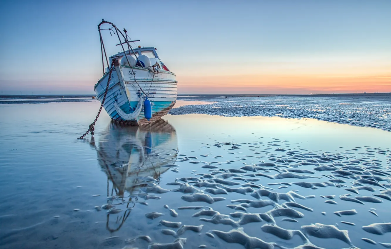 Photo wallpaper sea, shore, boat