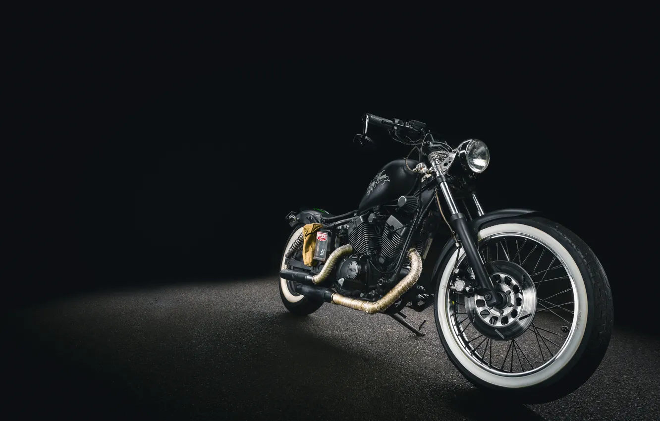 Photo wallpaper the dark background, Harley Davidson, motorcycle